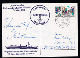 OSt. Lauenburg (Elbe) 11.10.80 + Cachets Raddampfer Kaiser Wilhelm Auf Postkarte - Altri & Non Classificati