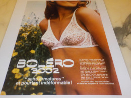 ANCIENNE   PUBLICITE SANS ARMATURES 3002  DE BOLERO 1973 - Autres & Non Classés