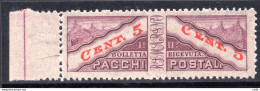 Pacchi Postali Cent. 5 Non Dentellato Al Centro - Unused Stamps