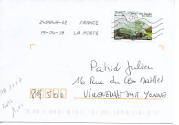 France 2014 - AA 1007- Oblitéré S/enveloppe 04/2019 / Voyage En Train = BB 90004 LES LANDES - Storia Postale