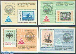 Argentina 1979 Prenfil 80 4 S/s, Mint NH, Transport - Stamps On Stamps - Ships And Boats - Unused Stamps