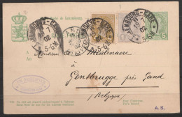 EP 5c Vert + Affr. 5c Càd "LUXEMBOURG-GARE/19.7.1902" Pour GENTBRUGGE - Càd "GAND/ARRIVEE" (commande De Timbres) - Interi Postali