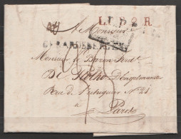 L. Datée 1825 De NEDERBRAKEL Pour PARIS + Griffe "GERARDSBERGEN" + "L.P.B.2.R" + Port "33" (au Dos Càd "Mai/13/1825") - 1815-1830 (Période Hollandaise)