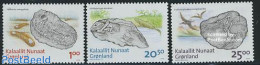 Greenland 2008 Fossils On Stamps 3v, Mint NH, History - Nature - Geology - Prehistoric Animals - Neufs