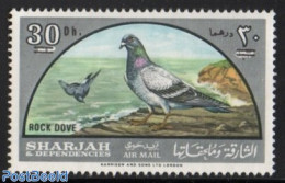 Sharjah 1966 Pigeon 1v, Overprinted, Mint NH, Nature - Birds - Sharjah