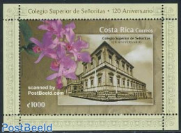 Costa Rica 2008 University For Women S/s, Mint NH, Nature - Science - Orchids - Education - Art - Architecture - Costa Rica