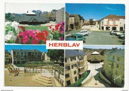 95 HERBLAY Place De La Halle En 4 Vues De 1996 PRISUNIC Maison De La Presse Judo Karaté Club Renault 4L - Herblay