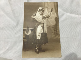 Fotocard Woman In Traditional Dress In Antique Room 1910 - Sonstige & Ohne Zuordnung