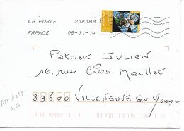 France 2014 - AA 1019- Oblitéré S/enveloppe 11/2014/ Objets D'art =Ange Musicien Vitrai Cathédrale De SENS // Lot A - Storia Postale