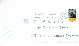 France 2014 - AA 1019- Oblitéré S/enveloppe 10/2015/ Objets D'art =Ange Musicien Vitrail Cathédrale De SENS // Lot B - Lettres & Documents
