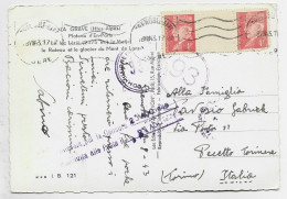 PETAIN 1FR PAIRE INTERPANNEAU CARTE MEC GRENOBLE GARE 18.VIII.1943 POUR TORINO ITALIA CENSURA PAS AU TARIF MANQUE 40C - 1941-42 Pétain