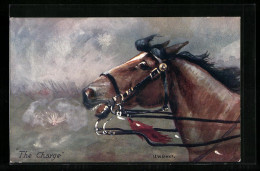Künstler-AK The Charge, Gehetztes Pferd Mit Geweiteten Augen  - Caballos
