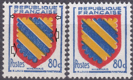 18026 Variété : N° 1001 Blason Nivernais Impression Défectueuse Du Bleu Et Rouge Doublé + Normal   ** - Ungebraucht