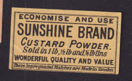 Ancienne étiquette  Allumettes Suède Sunshine Brand - Boites D'allumettes - Etiquettes