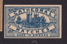 Ancienne  étiquette  Allumettes Suède Cathédrale - Boites D'allumettes - Etiquettes