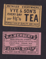 2 Ancienne  étiquette  Allumettes Suède Tea Thé - Boites D'allumettes - Etiquettes