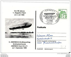 53 - 45 - Carte Allemande "vor 80 Jahren 1. Zeppelin Fahrt" Et Oblit Spéciale D'Essen - Zeppeline