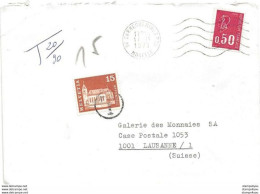 104 - 45 - Enveloppe Envoyée De France - Affranchissement Insuffisant - Timbre Suisse Avec Cachet "T" Taxe 1971 - Portomarken