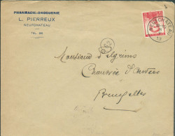 10c. Pellens Obl. Sc NEUFCHATEAU 8-V-1913 Sur Lettre (Pharmacie Droguerie PIERREUX) Vers Bruxelles 21970 - 1912 Pellens