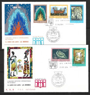 VATICAN. N°571-5 Sur 2 Enveloppes 1er Jour De 1974. La Bible. - Cristianismo