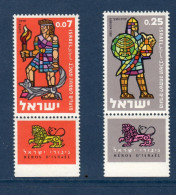 Israël, **, Yv 205, 206, Mi 242, 243, SG 216, 217, Samson, Judas Maccabée - Unused Stamps (with Tabs)