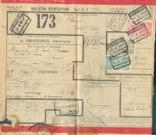 Bulletin D'expédition Tarif Nr.2 Affr. 10c. + 40c. + 2Fr. + 10Fr. (soit 12Fr.50) Obl; VERVIERS O.(18) Du  21-I-1927 Vers - Dokumente & Fragmente