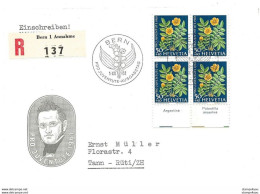 33 - 45 - Enveloppe Recommandée Avec Bloc De 4 Timbres Pro Juventute 1961 - Oblit Spéciale 1er Jour - Storia Postale