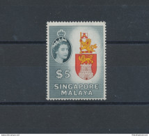 1955 Singapore - SG N° 15,  5 $ Yellow, Red, Brown And Slate-black , MNH** - Otros & Sin Clasificación