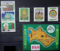 Turkmenistan 1992, National Symbols And Treasuries, MNH S/S And Stamps Set - Turkmenistan