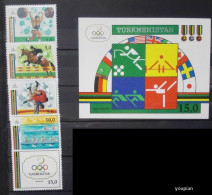 Turkmenistan 1992, Summer Olympics Games In Barcelona, MNH S/S And Stamps Set - Turkménistan