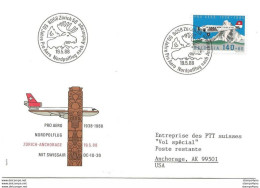 291 - 2 - Enveloppe "50 Ans Vol Polaire Vers Anchorage" 1988 - Vuelos Polares