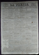 1848 " LA PRESSE " Du 4 Mars  - RÉVOLUTION  NOUVELLE - GOUVERNEMENT PROVISOIRE - CHEMINS DE FER DE PARIS ROUEN LE HAVRE - 1800 - 1849