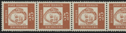 205 Bed. Deutsche 25 Pf, 5er-Streifen + Nr. ** - Rollenmarken