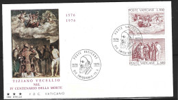 VATICAN. N°611-2 Sur Enveloppe 1er Jour De 1976. Tableaux Du Titien. - Religie