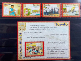 Tuvalu 2004, Fight Against HIV-AIDS, MNH S/S And Stamps Set - Tuvalu (fr. Elliceinseln)