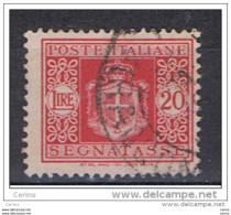 LUOGOTENENZA  VARIETA':  1945/46  TASSE  RUOTA  DX. A. -  £. 20  ROSSO  US. -  C.E.I. 70 A - Impuestos