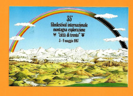 Cartolina Ufficiale TRENTO 35°FILM FESTIVAL MONTAGNA Con Annullo Speciale Trento 03/5/1987 - Escalade