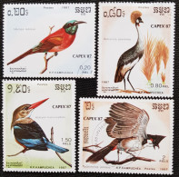 Cambodge 1987 International Stamp Exhibition "Capex '87" - Toronto, Canada - Birds   Stampworld N° 886_888_890_891 - Kambodscha