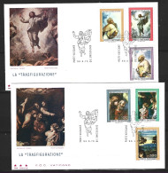 VATICAN. N°616-21 Sur 2 Enveloppes 1er Jour De 1976. Tableaux De Raphaël/Transfiguration. - Religious