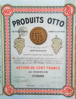 S.A. Produits Otto -Béziers - Action De 100 Francs - 1919 - Agriculture