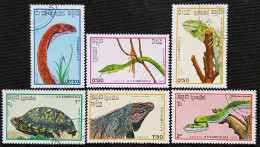 Cambodge 1988 Reptiles   Stampworld N° 1002 à 1007 - Kambodscha