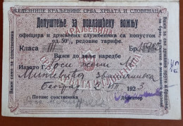 #5   RRR !!!!  Legitimation - Kingdom SHS State Railway, Belgrade - For Officers And Civil Servants 1923. - Europa