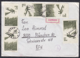 ⁕ Poland 1987 ⁕ EXPRESS Raciborz To München, Airmail 1977 Mi.2484 X 5 ⁕ Nice Cover With Stamps - Lettres & Documents