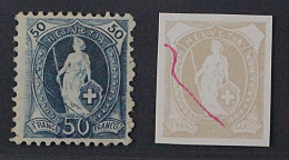 Schweiz  62 XC II, * 50 Rp WZ X, Zähnung C, PLATTENFEHLER, Fotoattest KW 940,- € - Unused Stamps