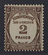 Frankreich  PORTO 66 **  Postauftragsmarke 2 Fr. Braun, Postfrisch, KW 270,- € - 1859-1959 Mint/hinged