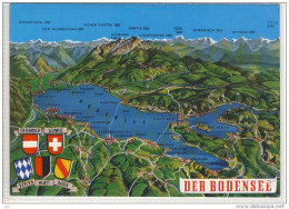 Der BODENSEE - Schweiz - Österreich, Bayern, MAP MAPPA MAPA Landkarte, Gest: In MANNENBACH-SALENSTEIN - Salenstein