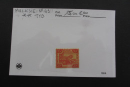 COLONIES ANGLAISES MALAISIE  N°49 NEUF** TTB COTE 15 EUROS VOIR SCANS - Federation Of Malaya