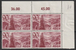 BADEN - YT N° 37  Bloc De 4 Cdf - Neuf ** - MNH - Cote 360,00 € - Baden