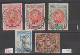 BELGIQUE  Lot  5  Used  STAMPS  -  3  RED CROSS Cat Yvert 132-134     Réf  S°120 - 1914-1915 Red Cross