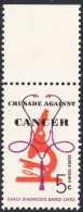 !a! USA Sc# 1263 MNH SINGLE W/ Top Margin - Crusade Against Cancer - Nuovi